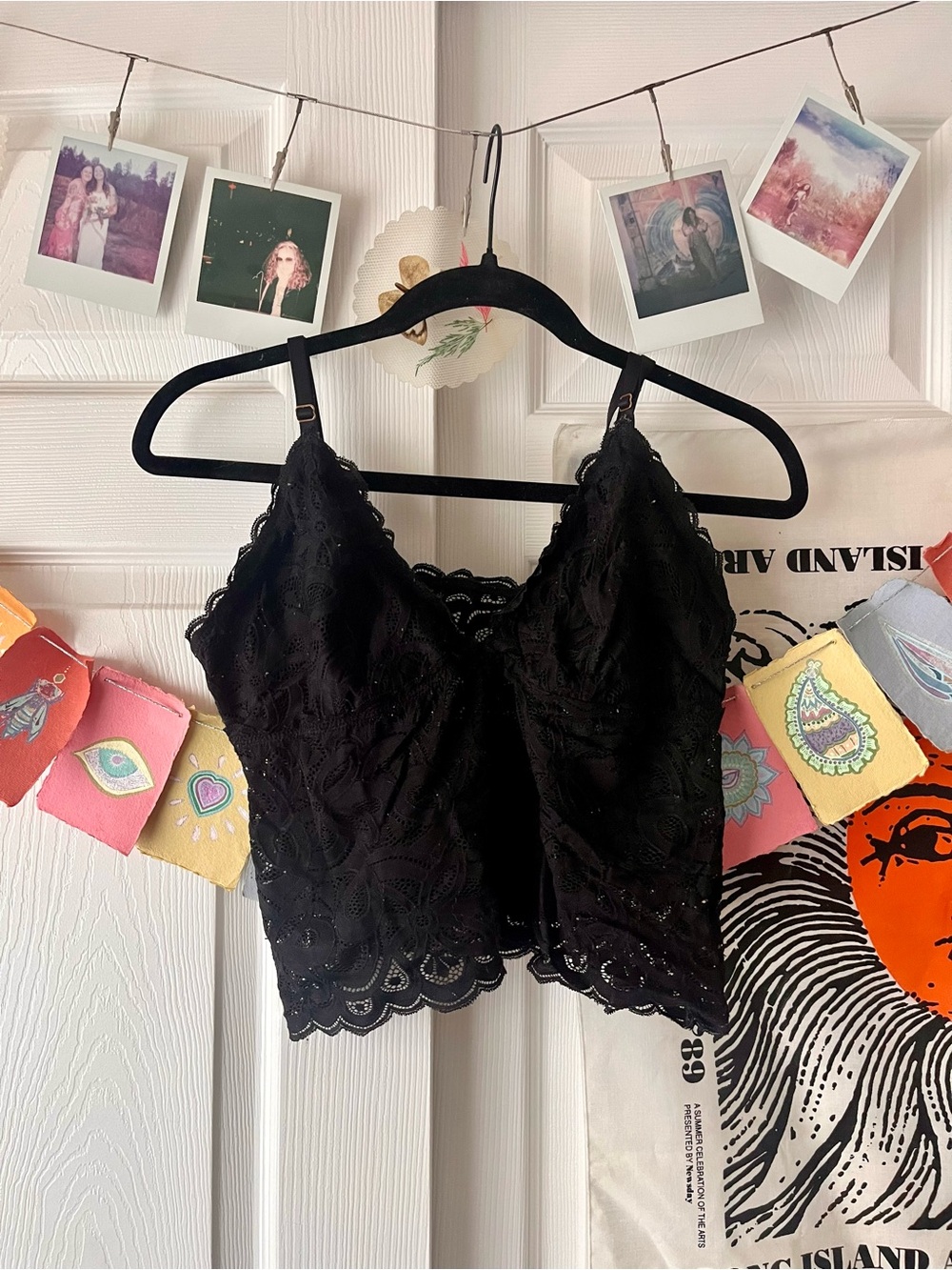 aerie Black Lace Bandeau Brami Crop Top